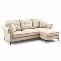 Fabric sectional sofa with chaise lounge in beige color dimensions 180 x 90 x 80cm
