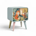 Wooden nightstand with forest animal design in pastel colors 40 x 30 x 50cm