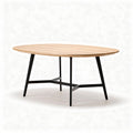 Oval wood coffee table with metal legs 150 x 75 x 75cm natural finish