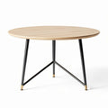 Round dining table with wood top and black metal legs 60 x 60 x 75cm