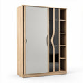 Modern wooden wardrobe with sliding doors and open shelves 150 x 60 x 200cm