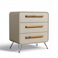 Wooden handle modern dresser in beige finish with three drawers 60 x 45 x 75cm