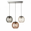 Three pendant ceiling lights with faceted glass shades in various colors 30 x 30 x 50cm