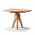 Hexagonal wooden table with metal legs 80 x 80 x 75cm for dining and decor