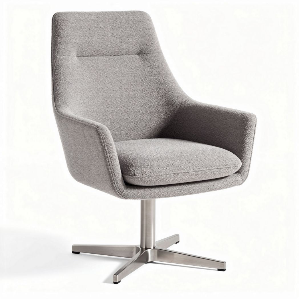 Fabric upholstered accent chair with stainless steel base in light gray 75 x 70 x 90cm