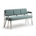 Mid-century modern green velvet upholstered bench with black metal legs 150 x 60 x 80cm